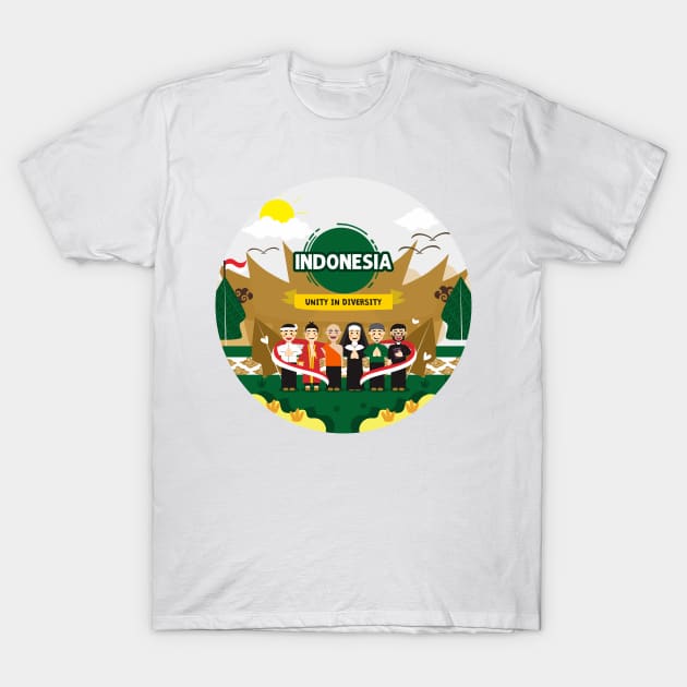 Unity In Diversity of Indonesia T-Shirt by mahadioo